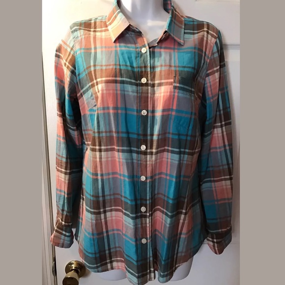 J. CREW The Perfect Shirt in Plaid pink blue soft - Picture 2 of 6